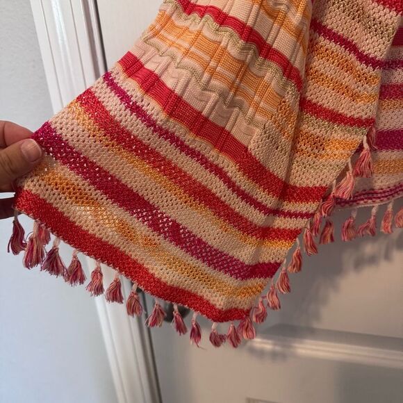 Chico’s Women’s Pink Multi Wave Stripe Tassel Sweater Cardigan NWT Size Medium - Picture 4 of 10